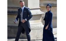 David and Victoria Beckham arrive at the wedding of Britain's Prince Harry to Meghan Markle in Windsor on 19 May 2018. Picture: Reuters
