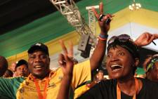Delegates celebrate after the announcement of the ANC's new Top Six in Mangaung. Picture: Taurai Maduna/EWN.