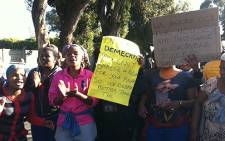 Residents protest outside the Bellville Magistrates Court for basic sanitation on 8 July 2013. Picture: Lauren Isaacs/EWN