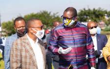 Gauteng Premier David Makhura and Health MEC Bandile Masuku visit the Diepsloot screening and testing site on 8 May 2020. The visit followed a health worker testing positive for COVID-19 in the area and has since been in isolation. Picture: @GautengProvince/Twitter