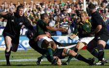 FILE. The Springboks have taken a 7-6 lead into half time against the All Blacks in the Rugby Championship. Picture: AFP