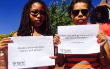 Rhodes University students show thier support for the Chapter 2.12 camapign against victim blaming and rape culture on campus. Pictur: EWN/Siyabonga Sesant