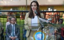 UNHCR Special Envoy Angelina Jolie, addresses International Peace Support Training Centre (IPSTC) staff and other attendees on 20 June 2017 in Nairobi during a training on the sexual violence prevention in conflicts. Picture: AFP.