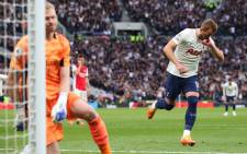 Tottenham's Harry Kane (right) celebrates a goal against Arsenal in their English Premier League match on 12 May 2022. Picture: @SpursOfficial/Twitter