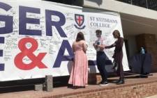Matriculants at St Stithians College have signed a special banner, which has also been signed by all staff and pupils at the school, after the release of the IEB matric results for 2020 on Friday 19 February 2021.  Picture: Thando Kubheka/EWN
