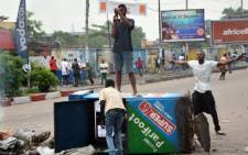 FILE: Democratic Republic of Congo protesters block a street in Kinshasa. Picture: AFP.