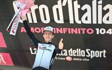 Simon Yates celebrates his win on the 19th stage of the Giro d'Italia on 28 May 2021. Picture: @giroditalia/Twitter