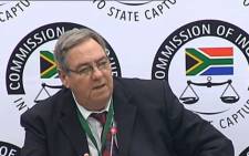 Retired Colonel Johannes van Loggerenberg at the state capture inquiry. Picture: YouTube screengrab.