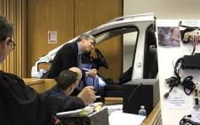 A stripped-down replica of a Ford Kuga is examined at the Western Cape High Court on 20 May 2019 for the inquest into Reshall Jimmy's death. Picture: Kevin Brandt/EWN