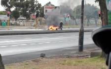 Protesters set tyres alight at Klipfontein Road in Athlone, Cape Town, during a protest on 23 October 2019. Picture: Supplied