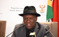 Police Minister Bheki Cele at a justice, crime prevention and security cluster briefing on the elections on 13 May 2019. Picture: @SAPoliceService/Twitter
