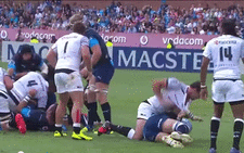 A screengrab of the clash between Bismarck du Plessis and Victor Matfield during the Super Rugby match on 28 February 2015.