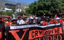Samwu members participate in Cosatu's national stay away on 7 October 2021 in Cape Town. Picture: Kaylynn Palm/Eyewitness News