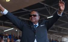 Malawi's President Arthur Peter Mutharika waves to supporters during the swearing-in ceremony at Kamuzu Stadium in Blantyre on 28 May 2019. Picture: AFP