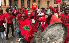 Economic Freedom Fighters supporters demonstrate on 12 April 2017 during an anti-Zuma march. Picture: Barry Bateman/EWN. 