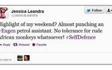 A controversial tweet by model Jessica Leandra.