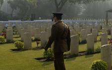 A British Army officer walks during a Remembrance Sunday ceremony at Delhi War Cemetery in New Delhi on 11 November, 2018. Picture: AFP.