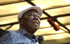 FILE: Zimbabwean opposition and Movement for Democratic Change (MDC) leader Morgan Tsvangirai addresses a crowd of protesters outside the Zimbabwean parliament on 21 November 2017 in Harare. Picture: AFP.