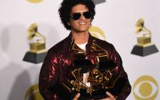 Bruno Mars with his Grammy awards on 28 January 2018. Picture: AFP