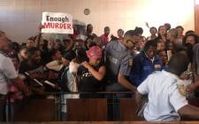 Community members packed the Goodwood magistrates court on 21 February 2020 where Moehydien Pangaker, the man accused of murdering Tazne van Wyk (8), was due to appear. Picture: Lizell Persens/EWN