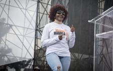 FILE: Former President Nelson Mandela's grand daughter Ndileka Mandela dances before she addresses the crowd at the Freedom Movement rally against the leadership of President Jacob Zuma in Pretoria on 27 April 2017. Picture: EWN