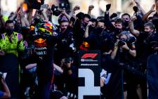 Red Bull's Sergio Perez celebrates winning the Azerbaijan Grand Prix on 6 June 2021. Picture: @redbullracing/Twitter