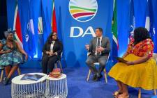 FILE: Democratic Alliance leader John Steenhuisen, head of policy Gwen Ngwenya and programme director Karabo Khakhau and party spokesperson Siviwe Gwarube at a briefing on 23 September 2021. Picture: Our_DA/Twitter.