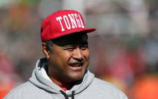FILE: Tonga's coach Toutai Kefu attends a warm-up session ahead of a rugby union Test match against Tonga in Hamilton on 7 September 2019. Picture: AFP