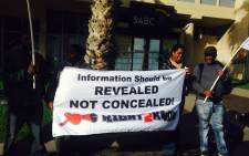 FILE: Members of The Right to Know campaign gathered in front of the SABC building in Sea Point. Picture: Shamiela Fisher/EWN.