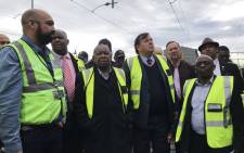 Transport Minister Blade Nzimande visited a train depot in Paarden Eiland, Cape Town on Friday morning to see first-hand the extent of the damage done to the Passenger Rail Agency of SA infrastructure. Picture: Kaylynn Palm/EWN