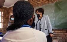 FILE: Basic Education Minister Angie Motshekga is monitoring the return of matric pupils to schools in Brits in the North West province. Picture: @DBE_SA/Twitter