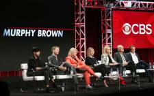 Actor Nik Dodani, actor Jake McDorman, actress Candice Bergen, executive producer Diane English, actress Faith Ford, actor Joe Regalbuto, and actor Grant Shaud of the television show ‘Murphy Brown’ speak during the CBS segment of the Summer 2018 Summer Television Critics Association Press Tour at Beverly Hilton Hotel on 5 August 2018. Picture: AFP
