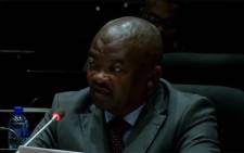 A screenshot of UDM leader Bantu Holomisa testifying at the PIC inquiry on 10 April 2019.





