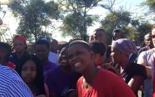 Rhodes University students confront a lecturer whom they accuse of calling in the police to arrest them. Picture: Govan Whittles/EWN. 