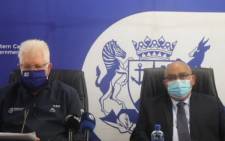 FILE: Western Cape Premier Alan Winde and MEC Albert Fritz host a digital press conference on safety in the province on 14 October 2021. Picture: Alan Winde/Facebook