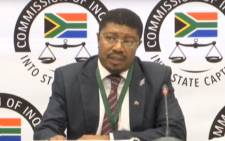 A screengrab of Ipid's Matthews Sesoko appearing at the Zondo Commission on 25 September 2019.