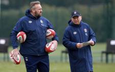 England head coach Eddie Jones (right) with forwards coach, Matt Proudfoot (left). Picture: @EnglandRugby/Twitter