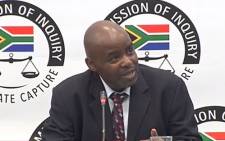 A YouTube screen grab of Elijah Mazibuko testifying at the state capture commission of inquiry on 10 June 2018. Picture: SABCDigitalNews/Youtube