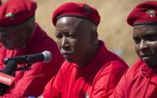 FILE: EFF leader Julius Malema speaks to the media at a press conference in Alexandra, north of Johannesburg, to give feedback on the party's coalition talks. Picture: Christa Eybers/EWN