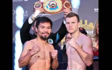 Filipino Manny Pacquiao (L) and Australia's Jeff Horn. Picture: @mannypacquiao