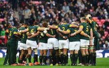 FILE: The Springboks huddle together before a match. Picture: AFP.