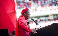 Economic Freedom Fighters (EFF) leader Julius Malema addressing the supporters during the party’s manifesto launch at Orlando Stadium on 30 April 2016. Picture: EFF Facebook.