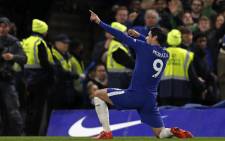 Chelsea striker Alvaro Morata celebrates scoring the opening goal during the English Premier League football match between Chelsea and Manchester United at Stamford Bridge in London on 5 November, 2017. Picture: AFP