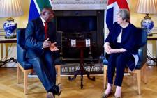 President Cyril Ramaphosa meets with British Prime Minister Theresa May at 10 Downing Street on 17 April 2018. Picture: @PresidencyZA/Twitter