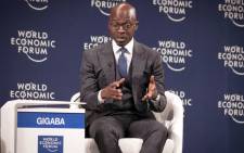 Finance Minister Malusi Gigaba makes a point at the World Economic Forum Africa meeting in Durban. Picture: AFP