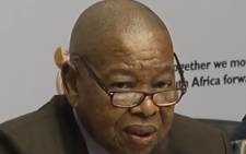 A screengrab of Transport Minister Blade Nzimande at a press briefing.