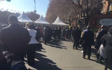 Members of the public are already queueing to enter the Wanderers Cricket Stadium. Picture: Christa Eybers/EWN