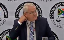 Former KZN Hawks head Johan Booysen gives testimony at the state capture inquiry on 18 April 2019.