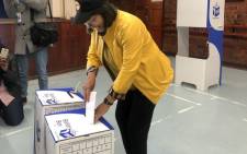 Good party leader Patricia de Lille places her ballot paper in the box at a voting station in Pinelands on 8 May 2019. Picture: Bertram Malgas/EWN