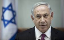 Israeli Prime Minister Benjamin Netanyahu speaks as he chairs the weekly cabinet meeting at his Jerusalem office, Israel on 26 October 2014. Picture: EPA/ABIR SULTAN.